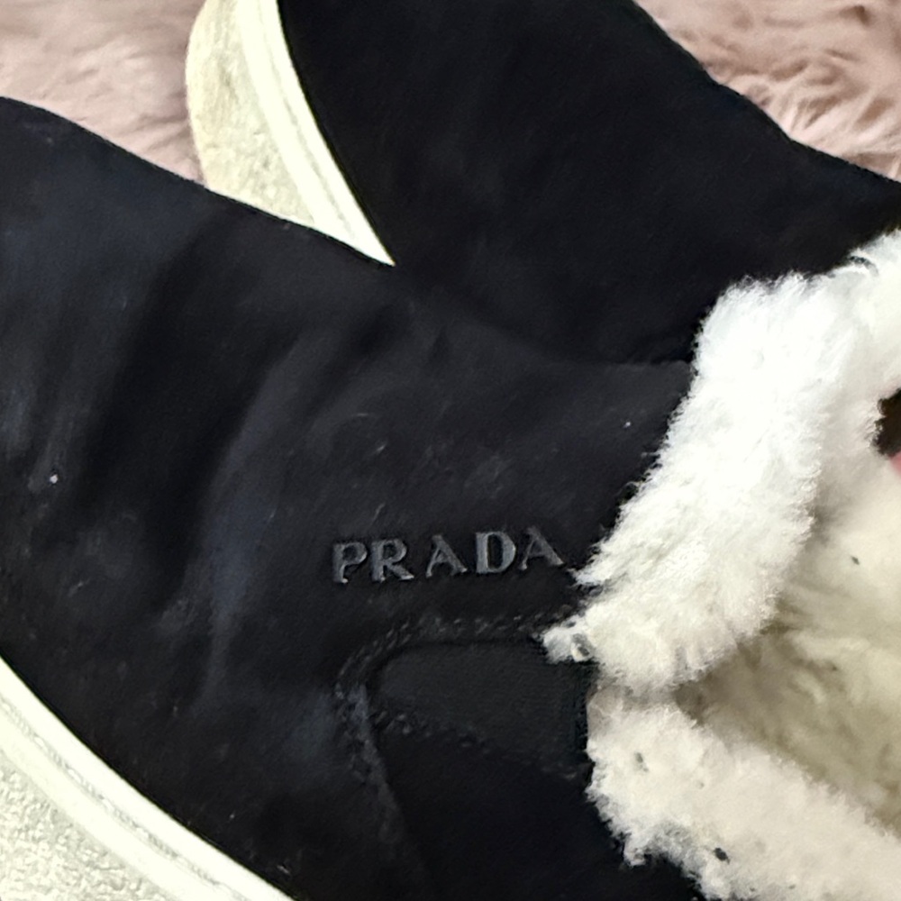 Prada Suede Sherling Black Slip-On Shoes size 37 or 7 to 7.5 - Picture 7 of 11